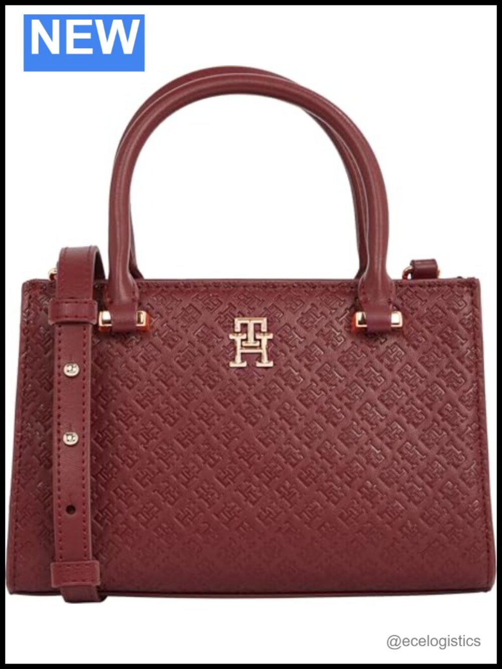 Monogram Mini Tote Bag with Crossbody Strap, Polyurethane